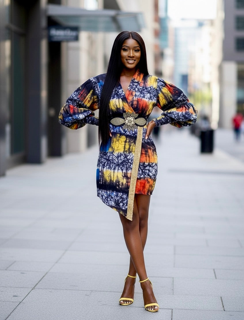 Farhia Women's African Print Wrap Dress