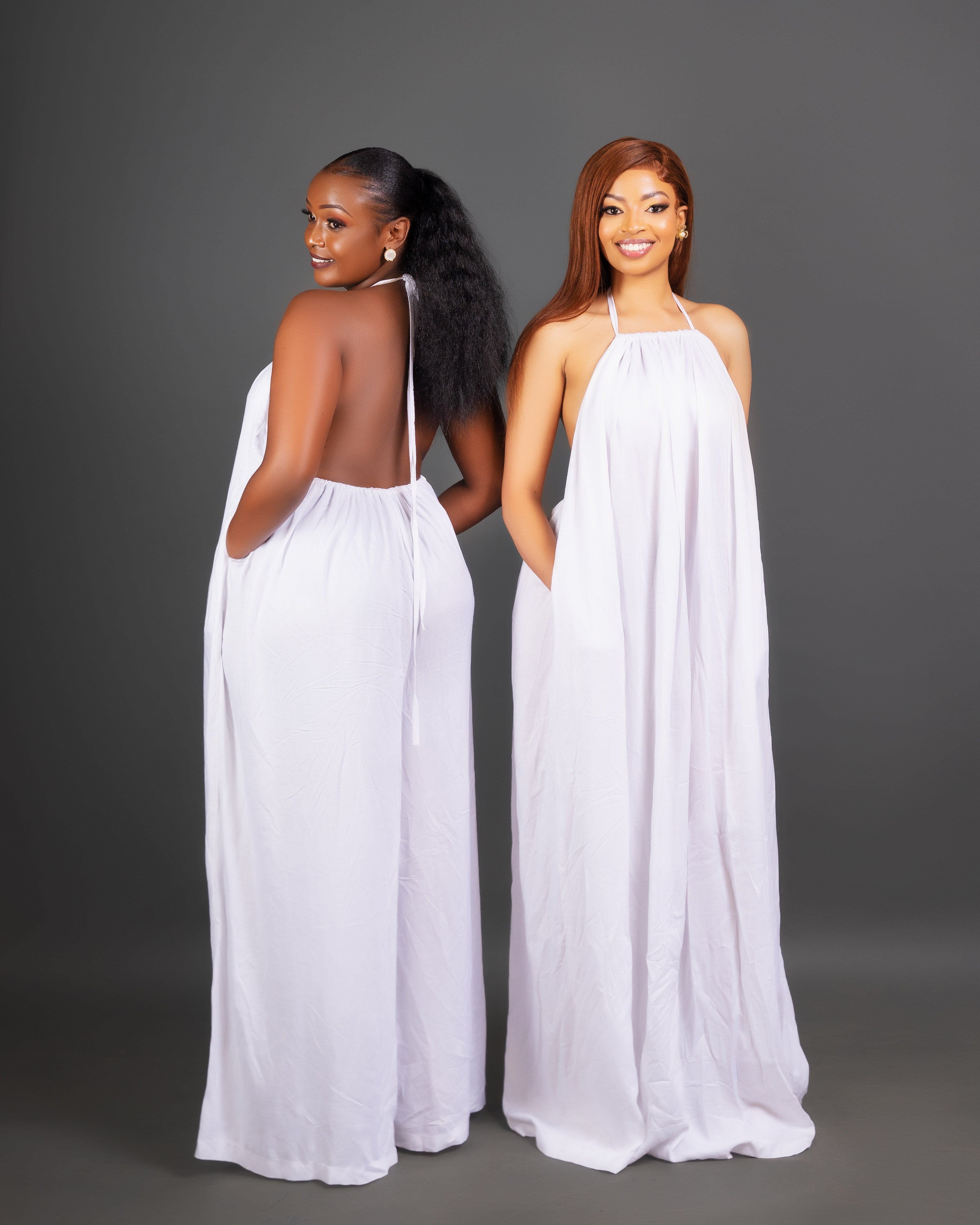 Zia Backless Maxi Dress | with in built boob support and head wrap