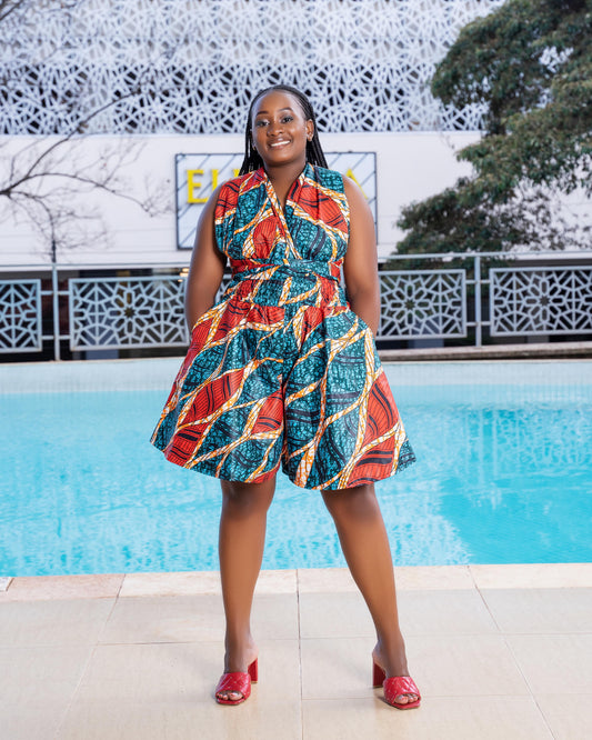 Ndio Women's African Print Infinity Romper