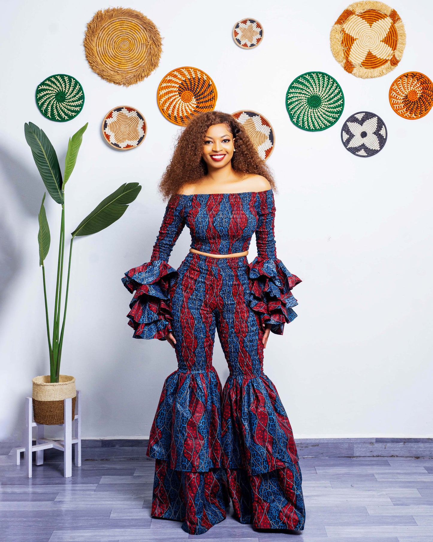 Soso Women's African Print Top with Dramatic Sleeves