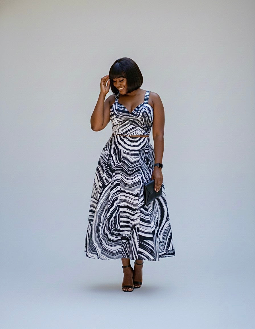 Liyah Two piece skirt set - black