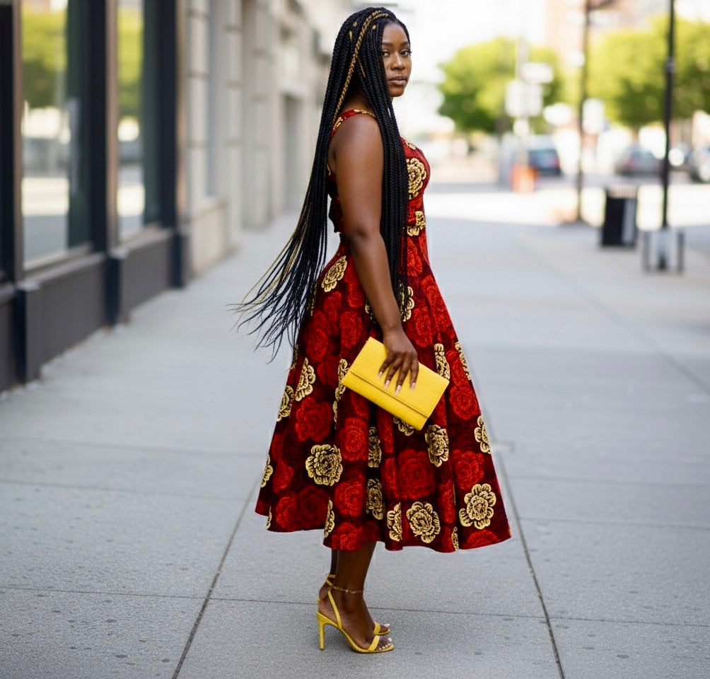 Liyah Two piece skirt set red