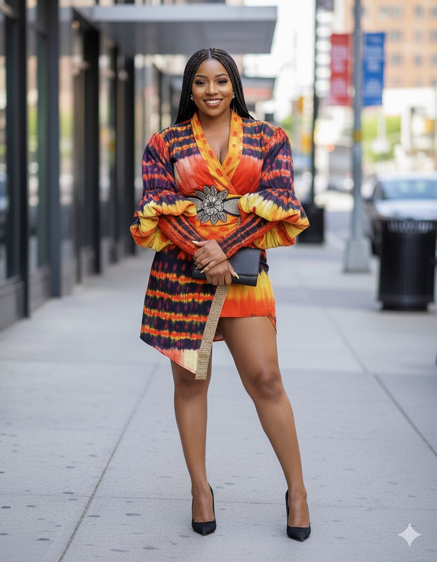 Farhia Women's African Print Wrap Dress