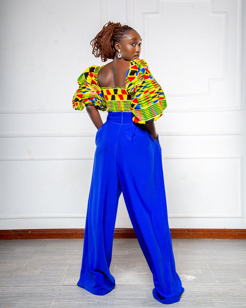 Ayana Women's African Print Off-shoulder Crop Top - Yellow Kente