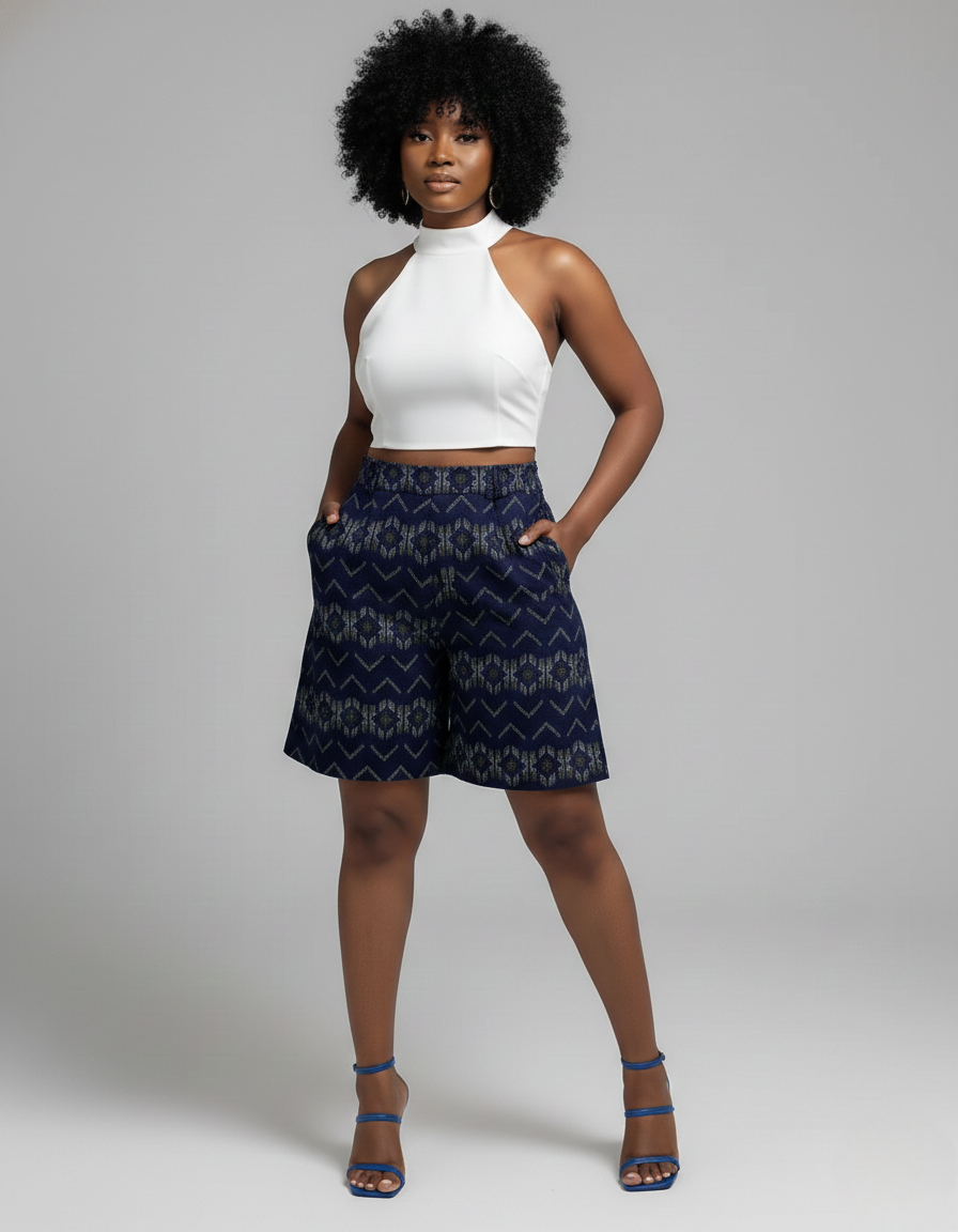 Arya Women's African Print Shorts - Blue