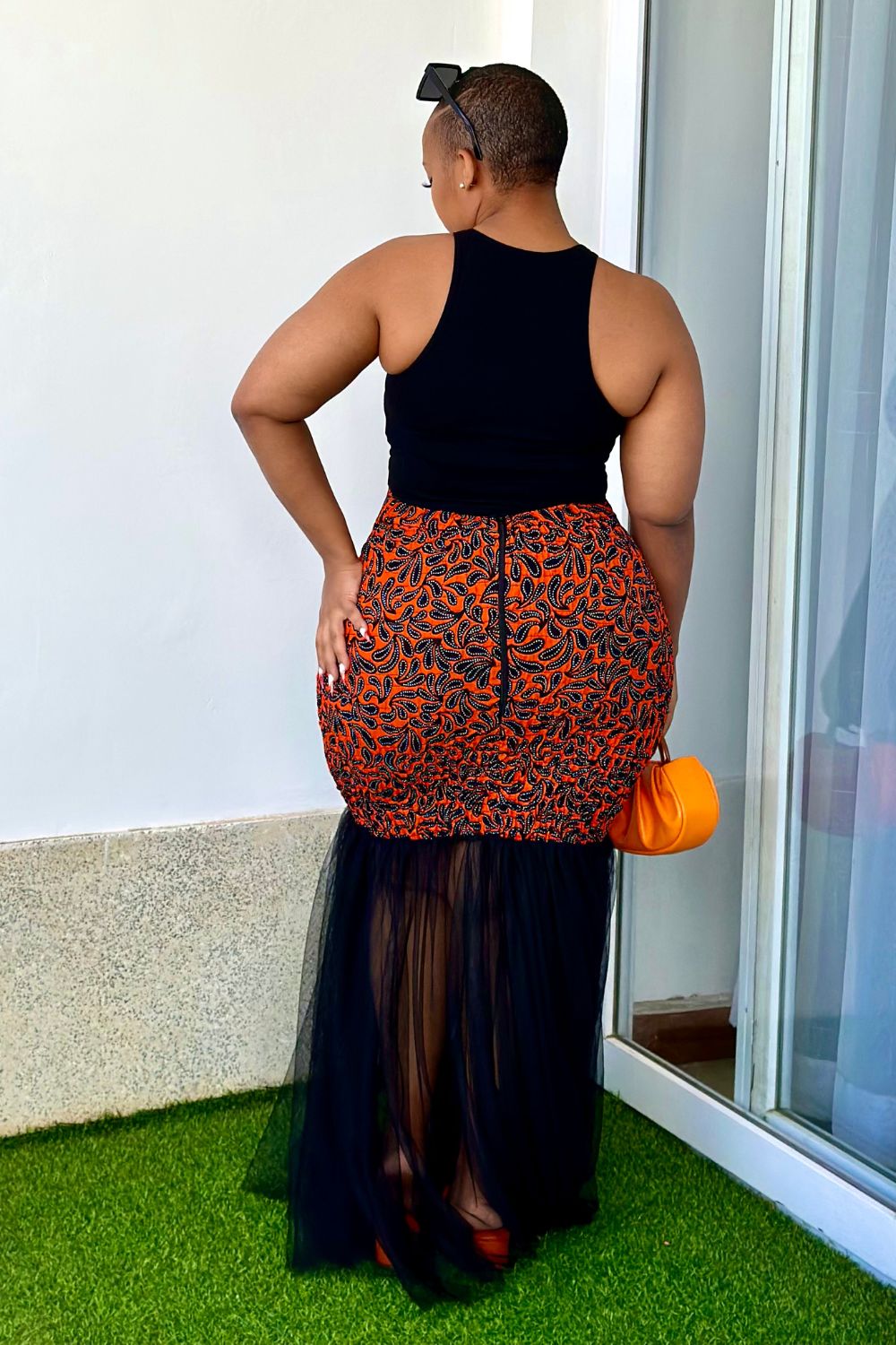 Aria Women's African Print Skirt with Tulle