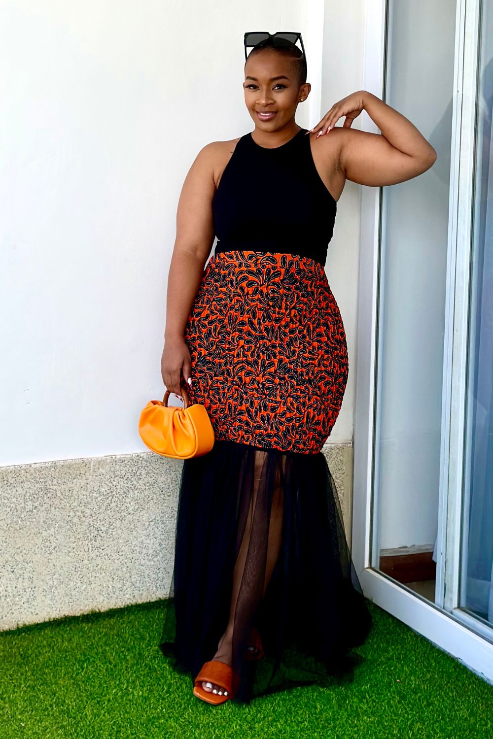 Aria Women's African Print Skirt with Tulle
