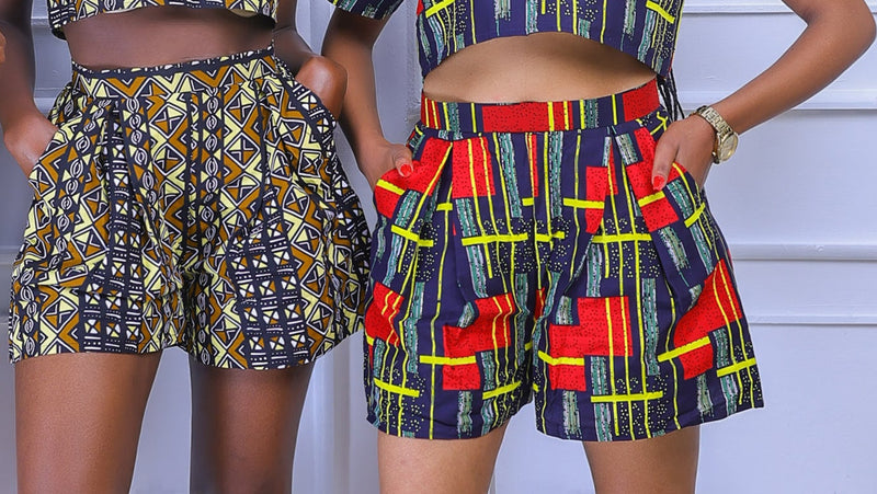 Lamu Women's African Print Wide Leg Shorts (Brown)