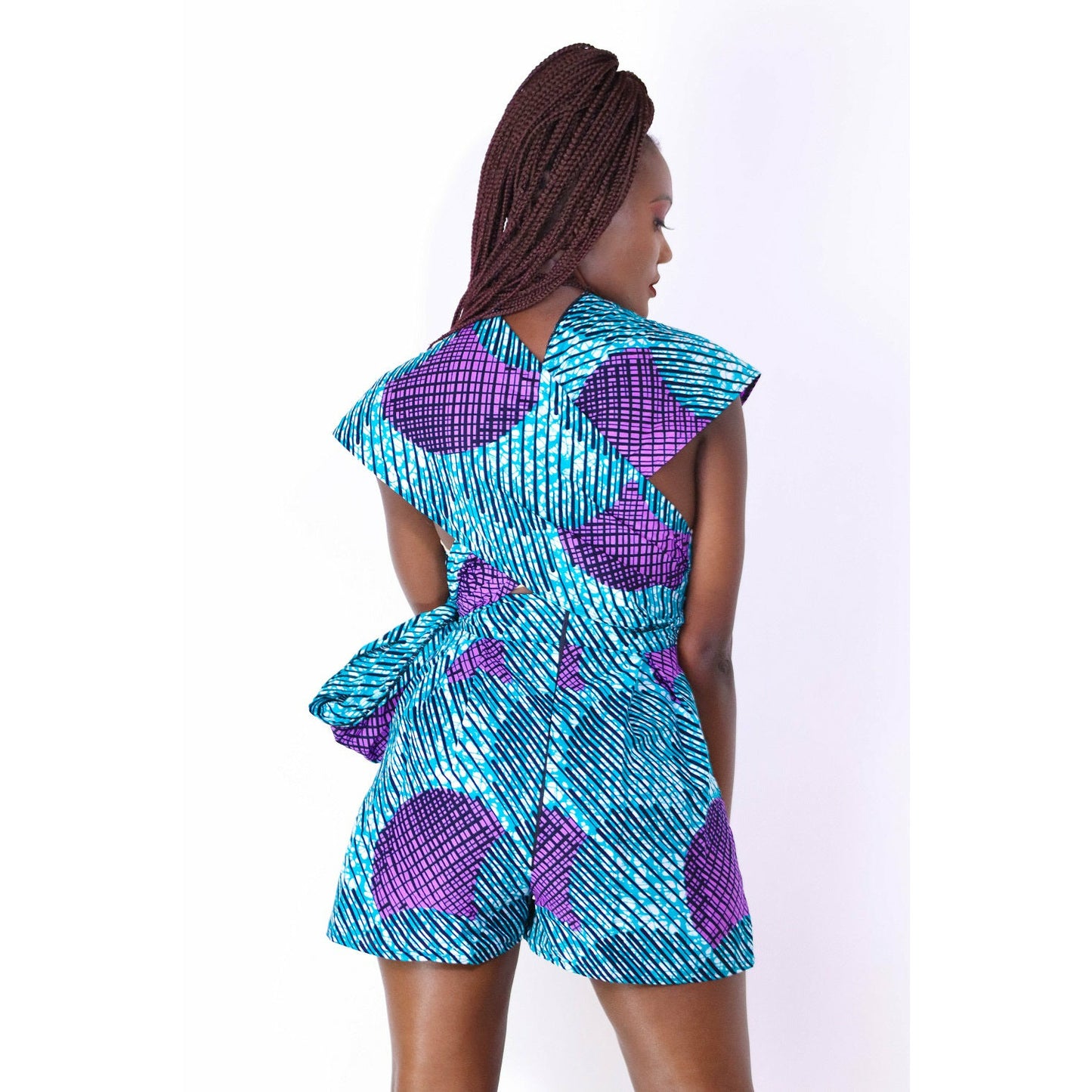 Shiri Women's African Print Infinity Romper (Blue)