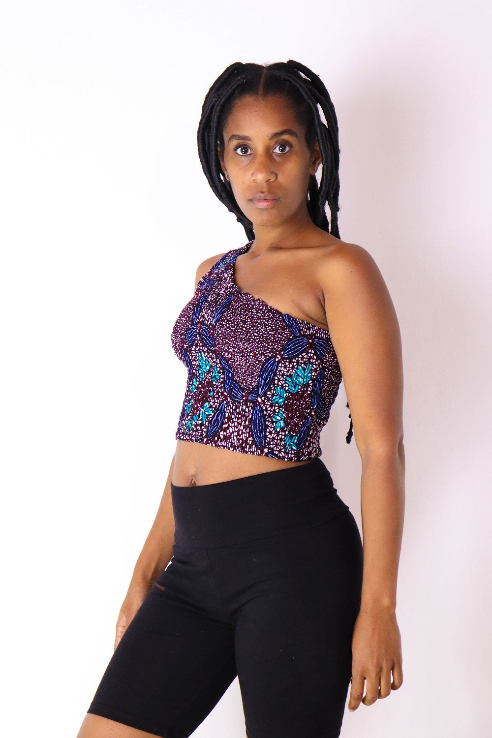 Nzela Women's African Print One Shoulder Top (Purple)