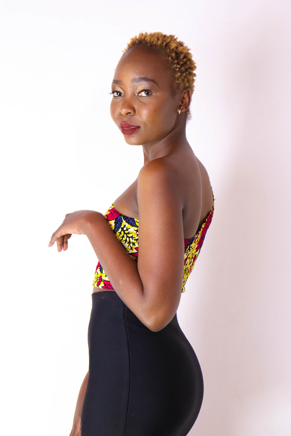 Nzela Women's African Print One Shoulder Top (Yellow)