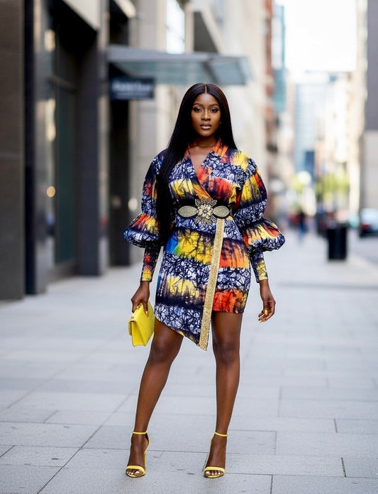 Farhia Women's African Print Wrap Dress