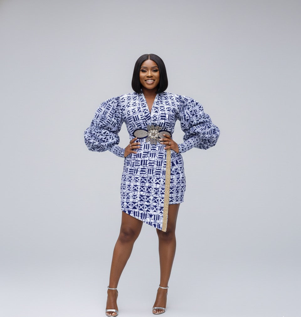 Farhia Women's African Print Wrap Mini Dress