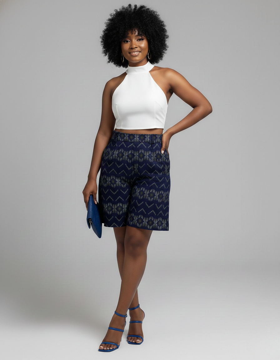 Arya Women's African Print Shorts - Blue