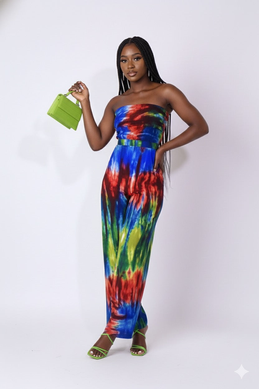 Feye Women's African Print Crop Top and Matching Wide-leg Pant Set  (Multicolor)