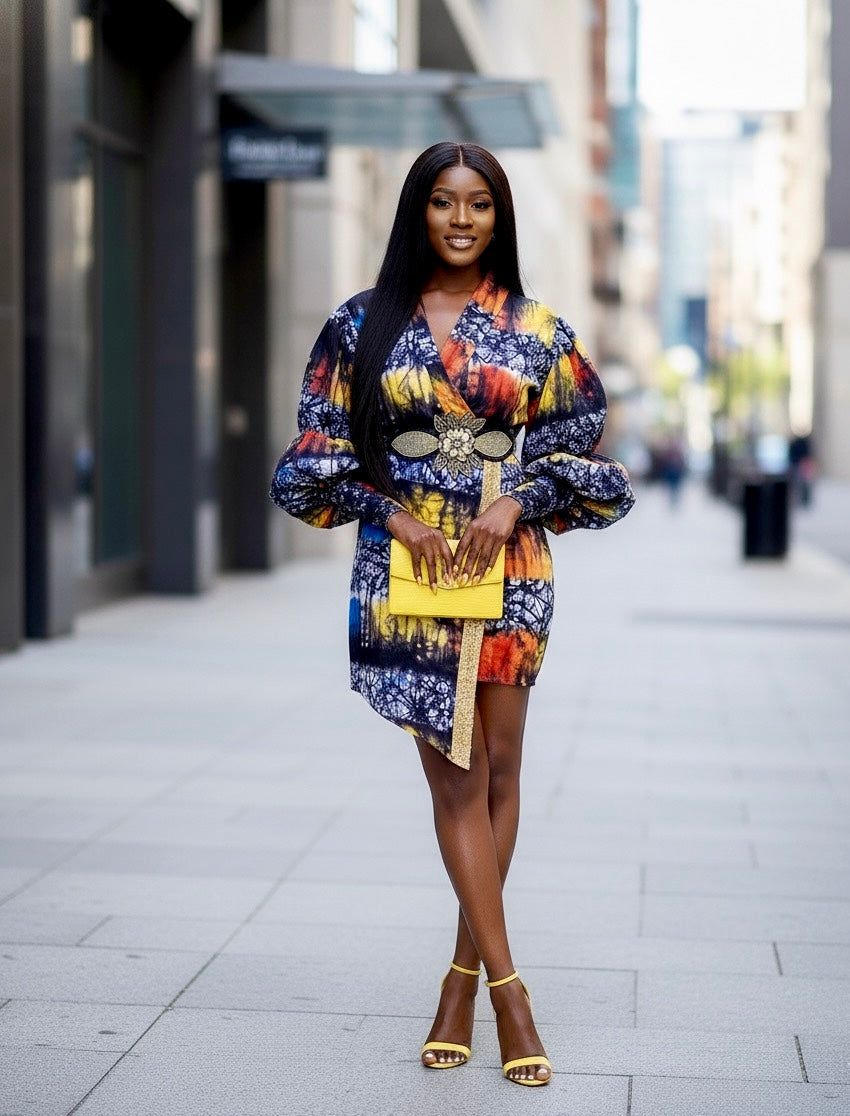 Farhia Women's African Print Wrap Dress