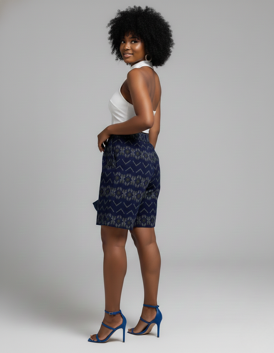 Arya Women's African Print Shorts - Blue