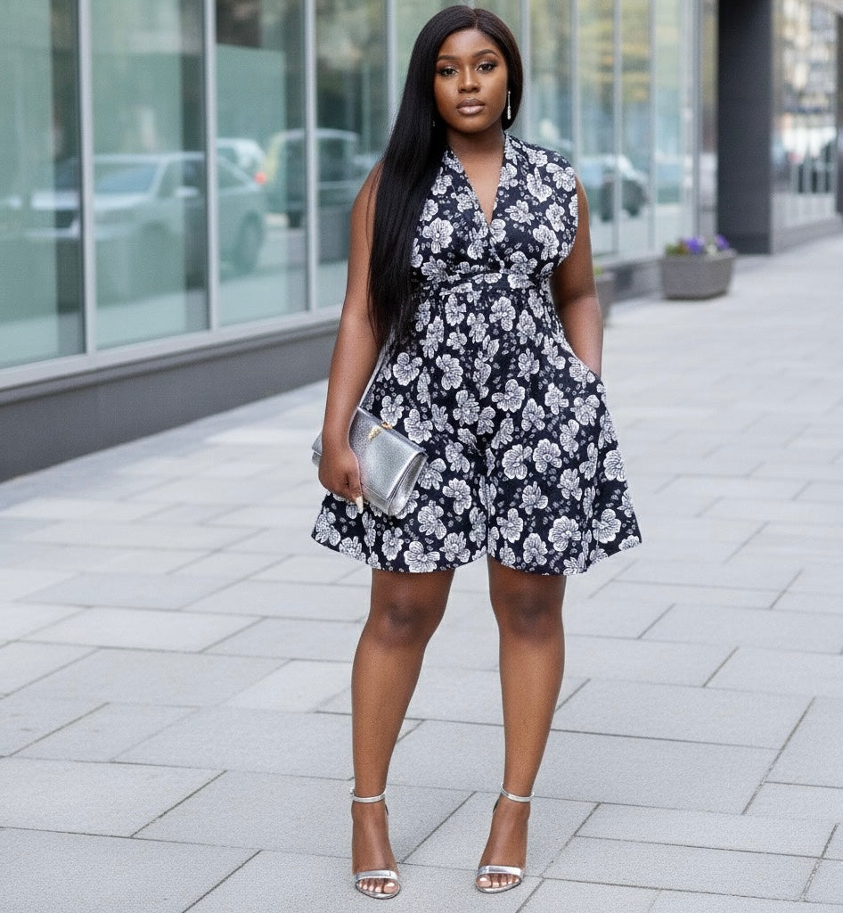 Ndio Versatile African Print Infinity Romper - Black
