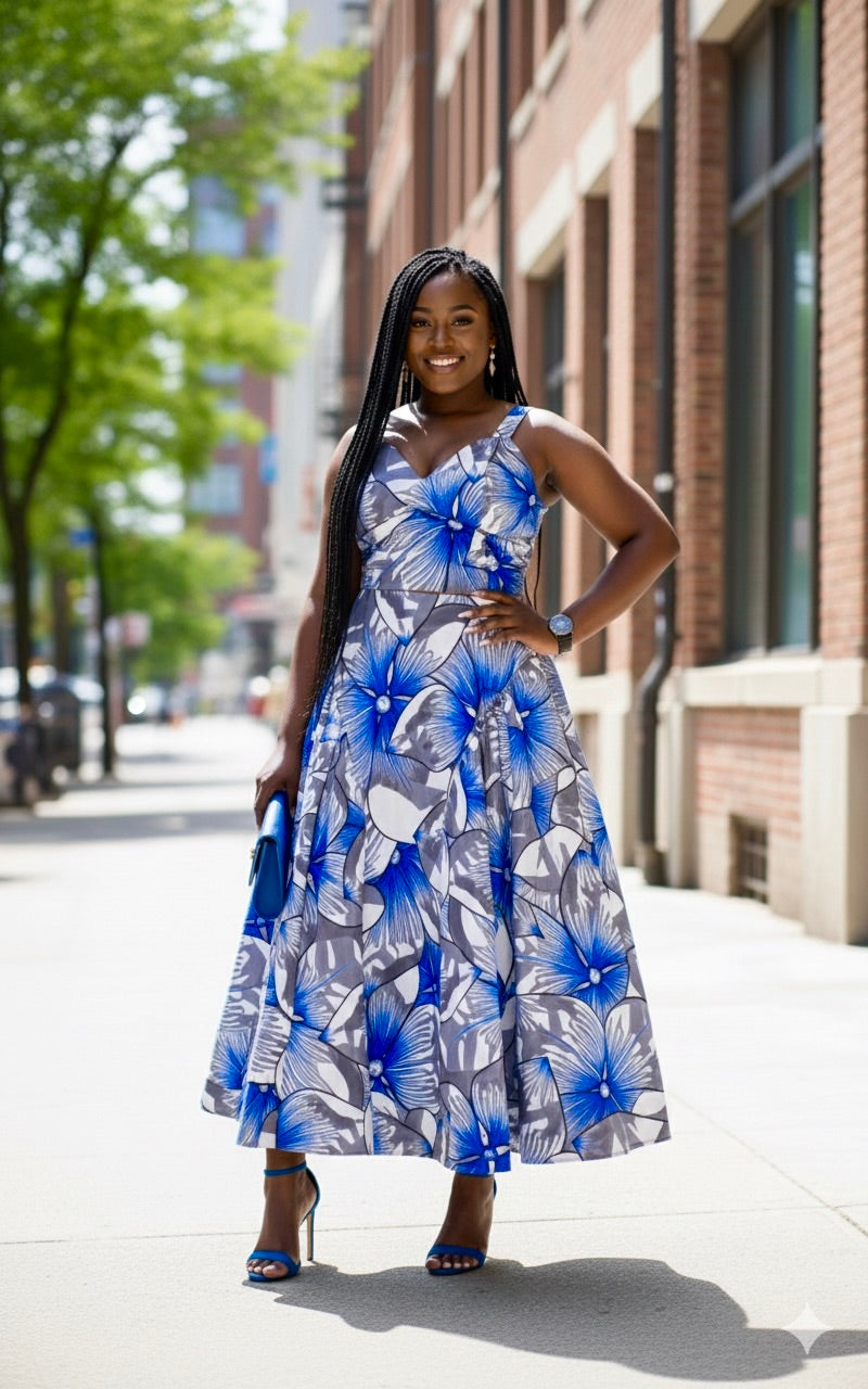 Liyah Two piece skirt set blue