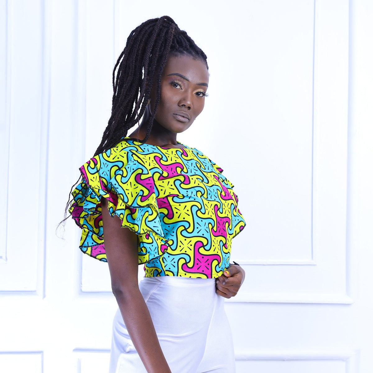 🎁 Nalah Women's African Print Ruffle Top (100% off)