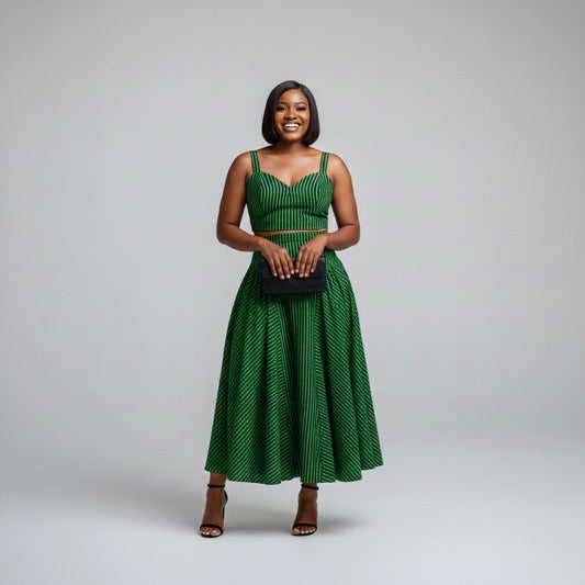 Liyah Two piece skirt set- Green