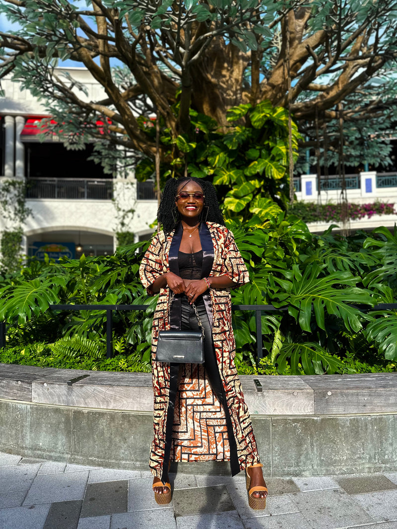 Jiji Women's brown African Print Kimono (Cover Up)