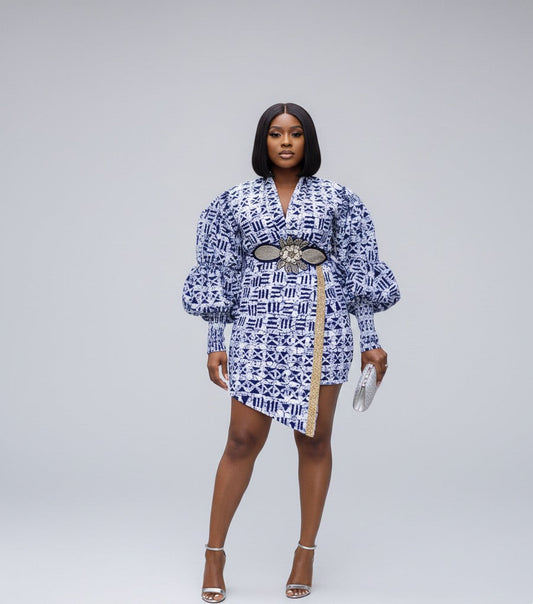 Farhia Women's African Print Wrap Mini Dress