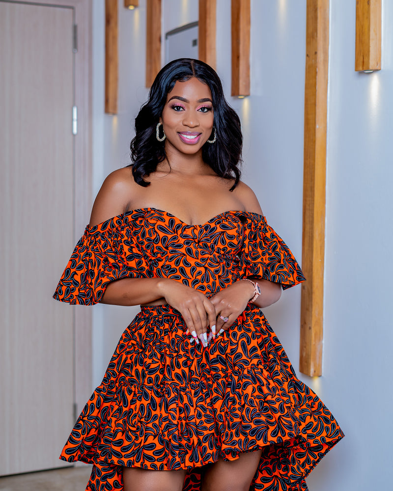 Ora Women's African Print Crop Top (Orange Matching Top)