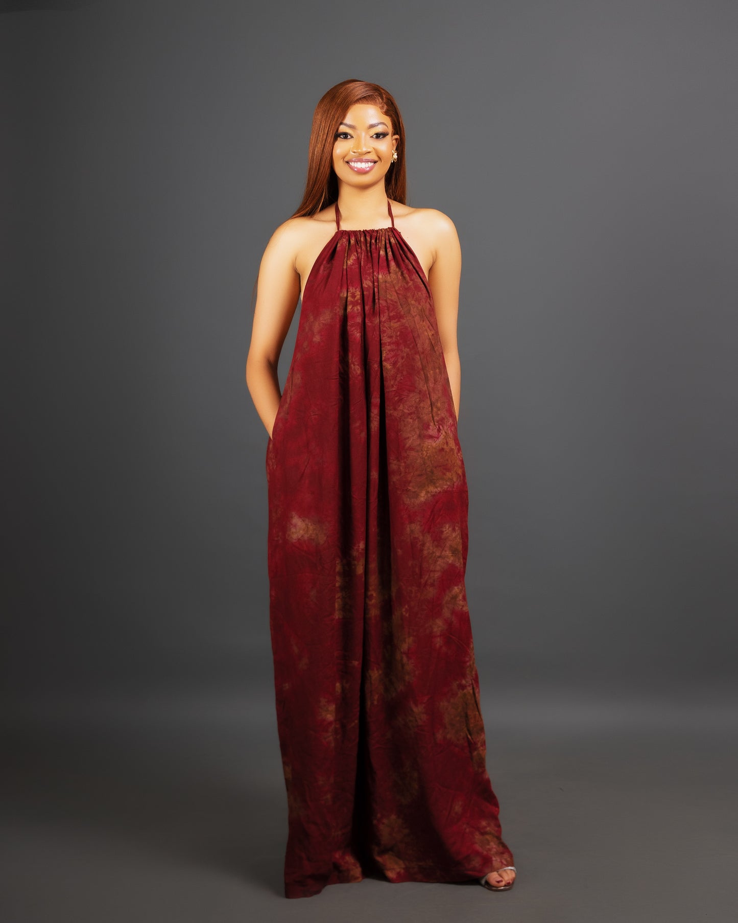 Zia Backless Maxi Dress | with in built boob support and head wrap