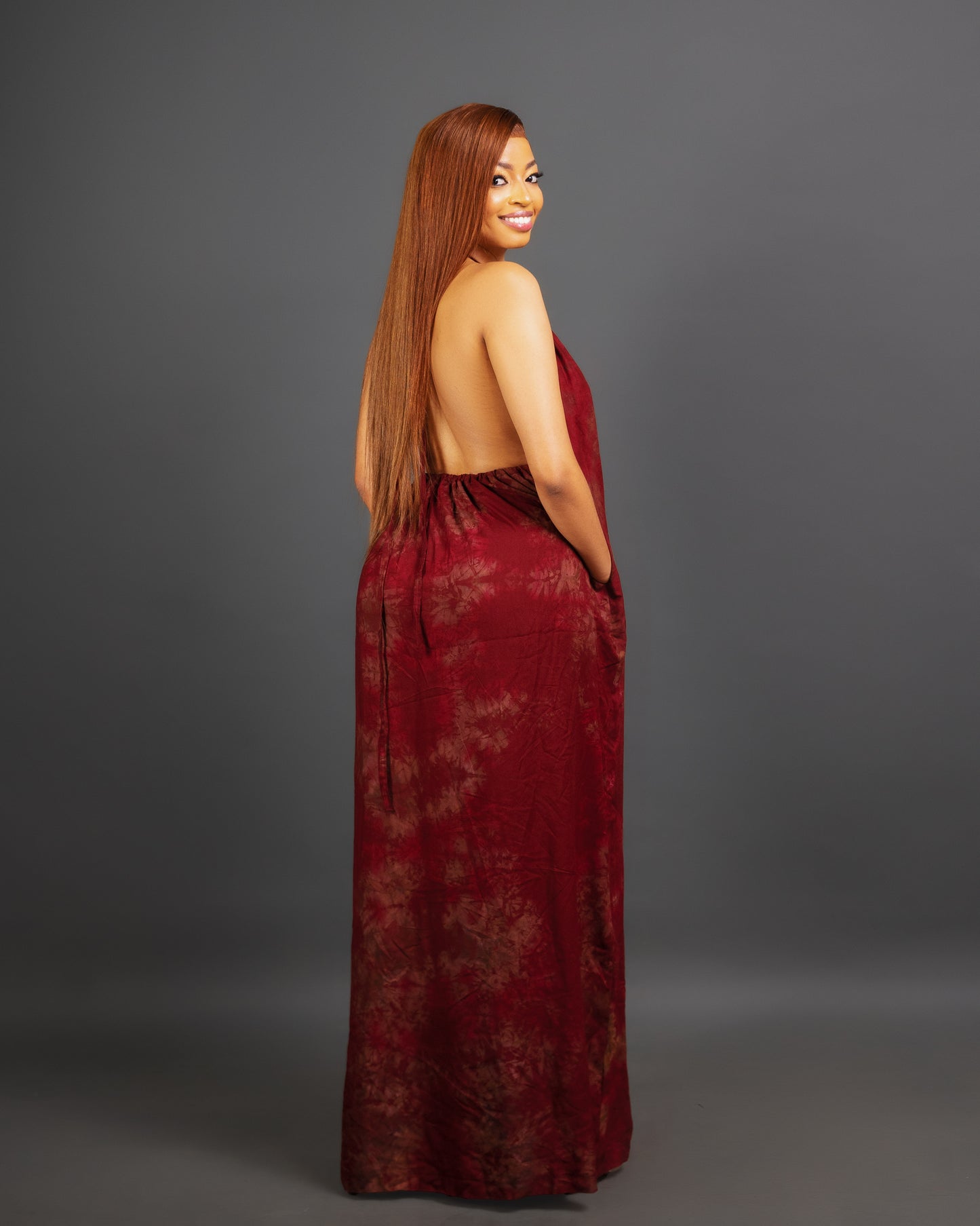 Zia Backless Maxi Dress | with in built boob support and head wrap