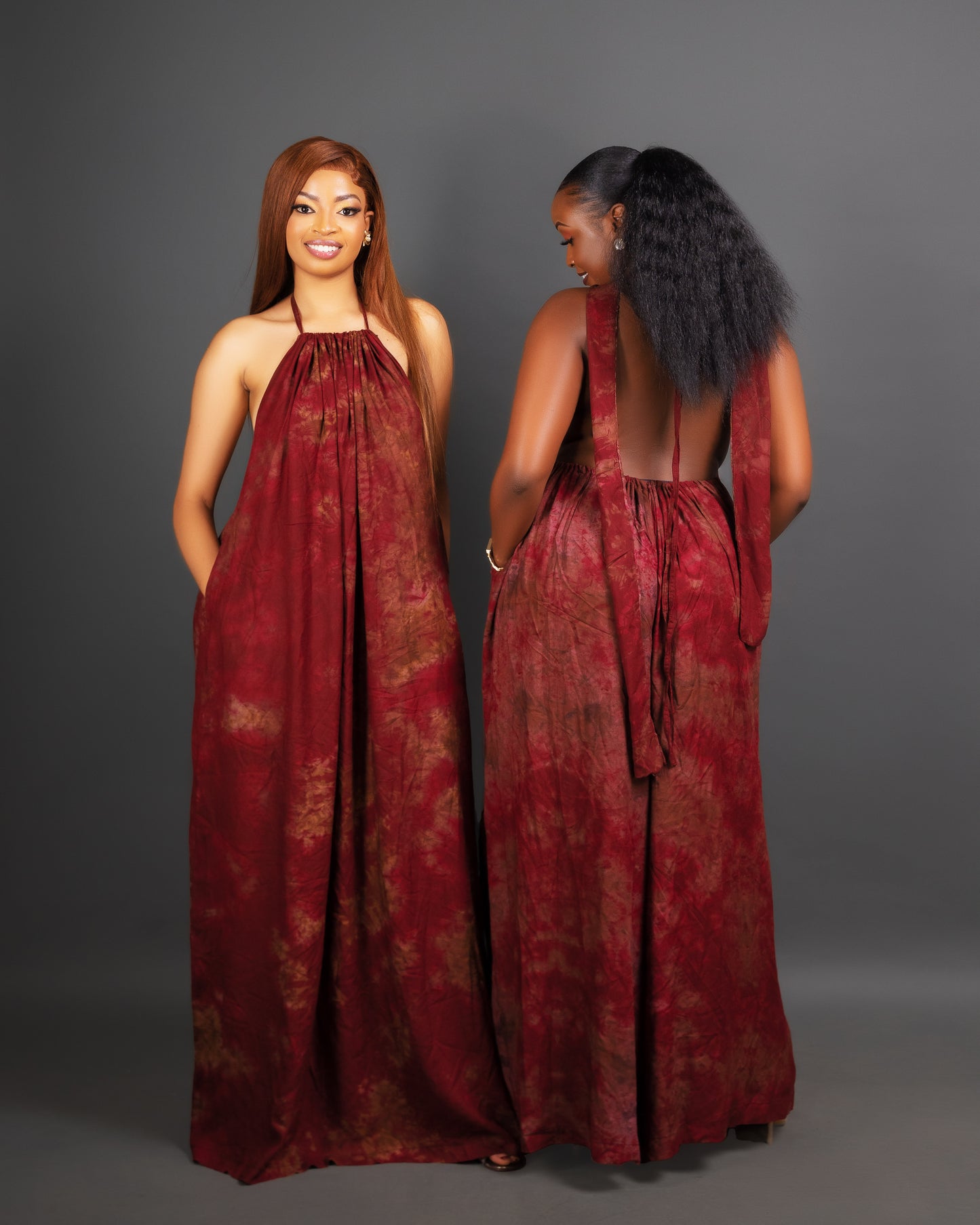 Zia Backless Maxi Dress | with in built boob support and head wrap