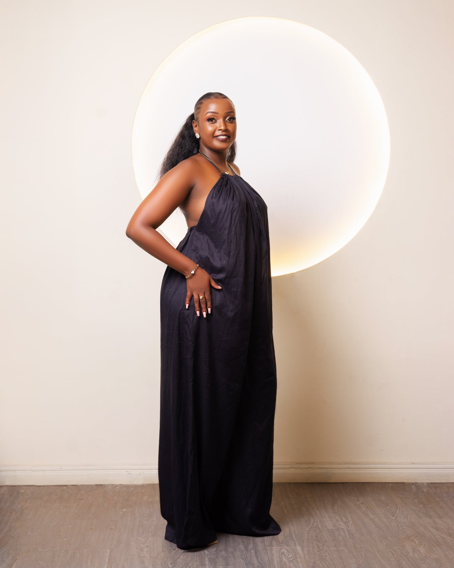 Zia Backless Maxi Dress | with in built boob support and head wrap - Black