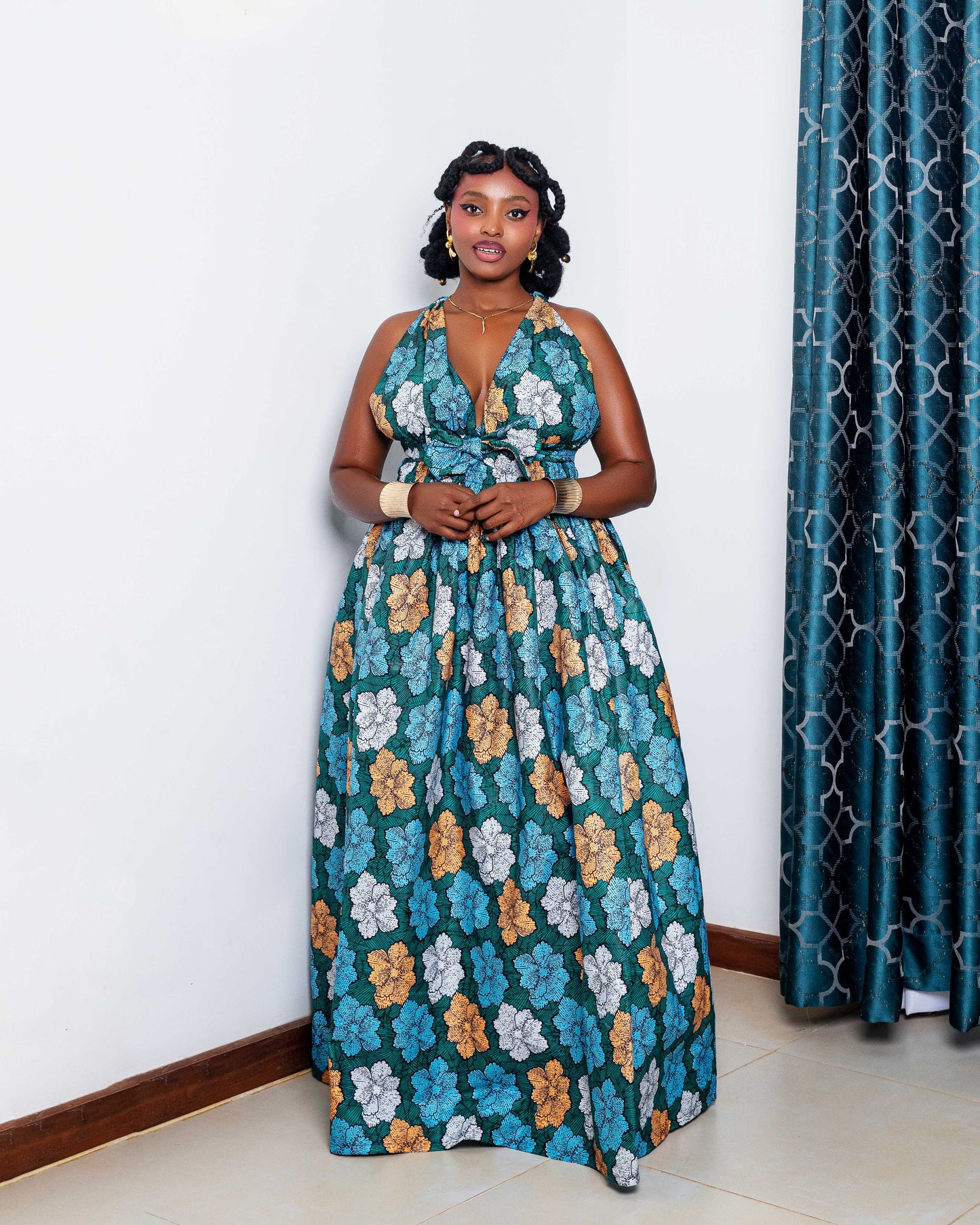 Yola Women's African Print Infinity Maxi Dress - Blue M / Blue Yola Women's African Print Infinity Maxi Dress - Blue M / Blue