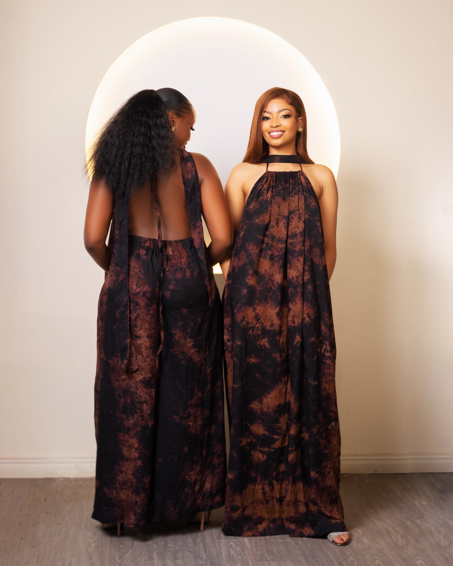 Zia Backless Maxi Dress| with in built boob support and head wrap - Brown