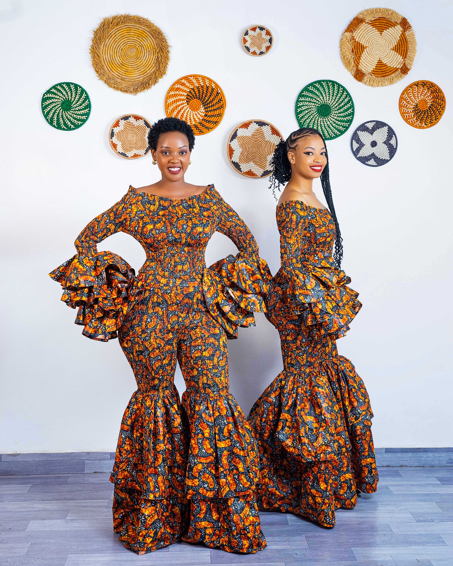 Kimi African Print Bell Bottom Pants  - Orange