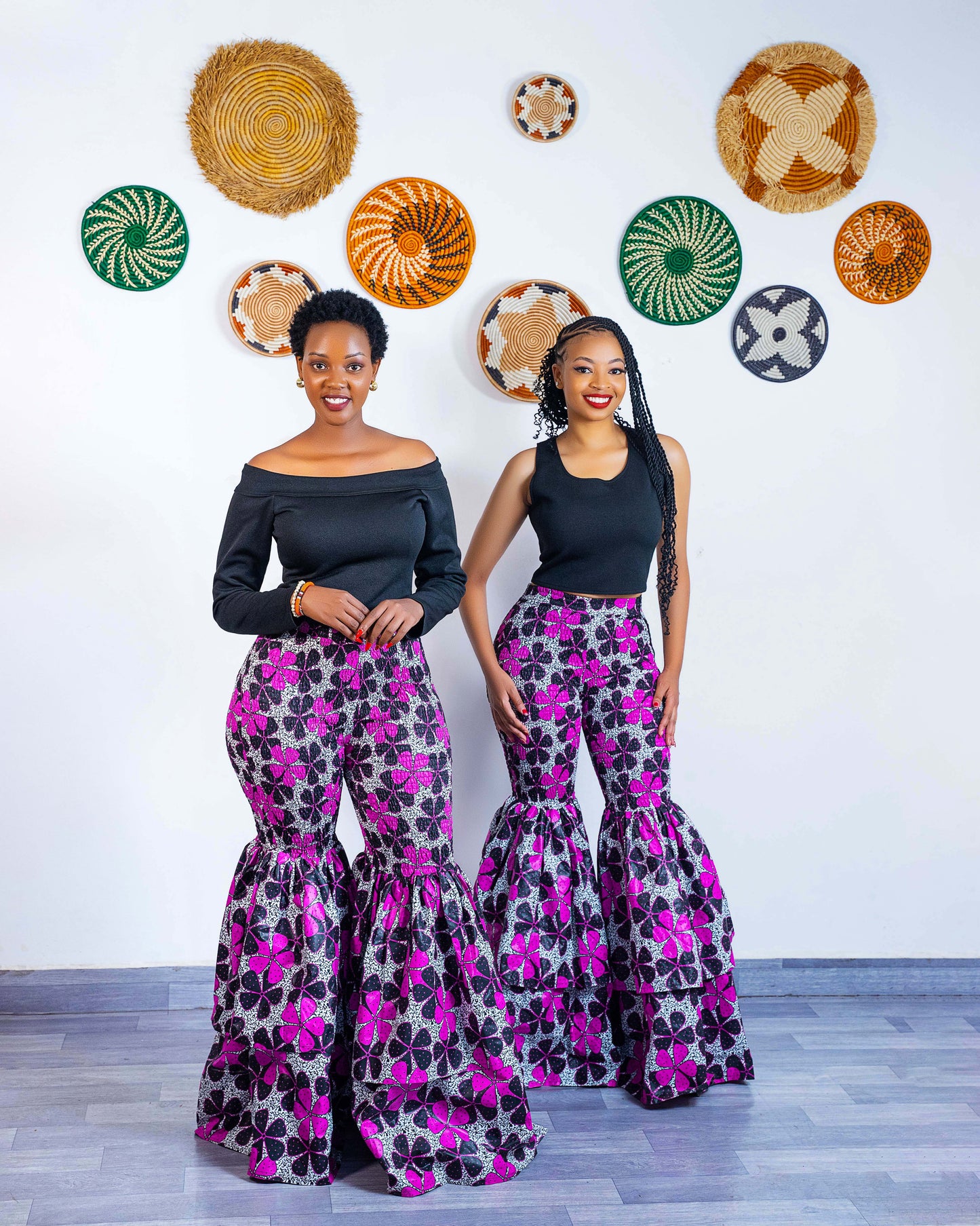 Kimi African Print Bell Bottom Pants  - Pink