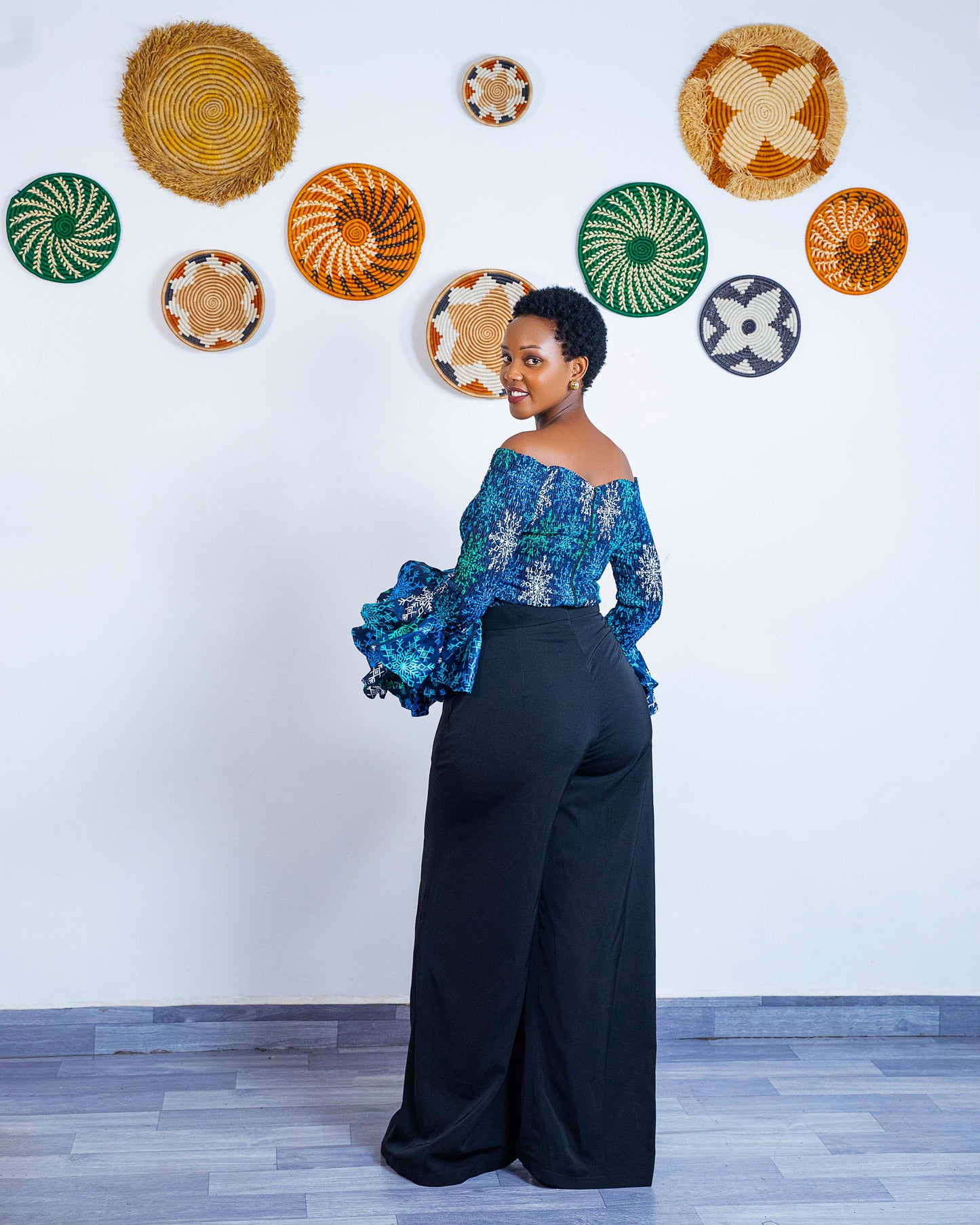 Soso Bell-Sleeve Crop Top - Light Blue