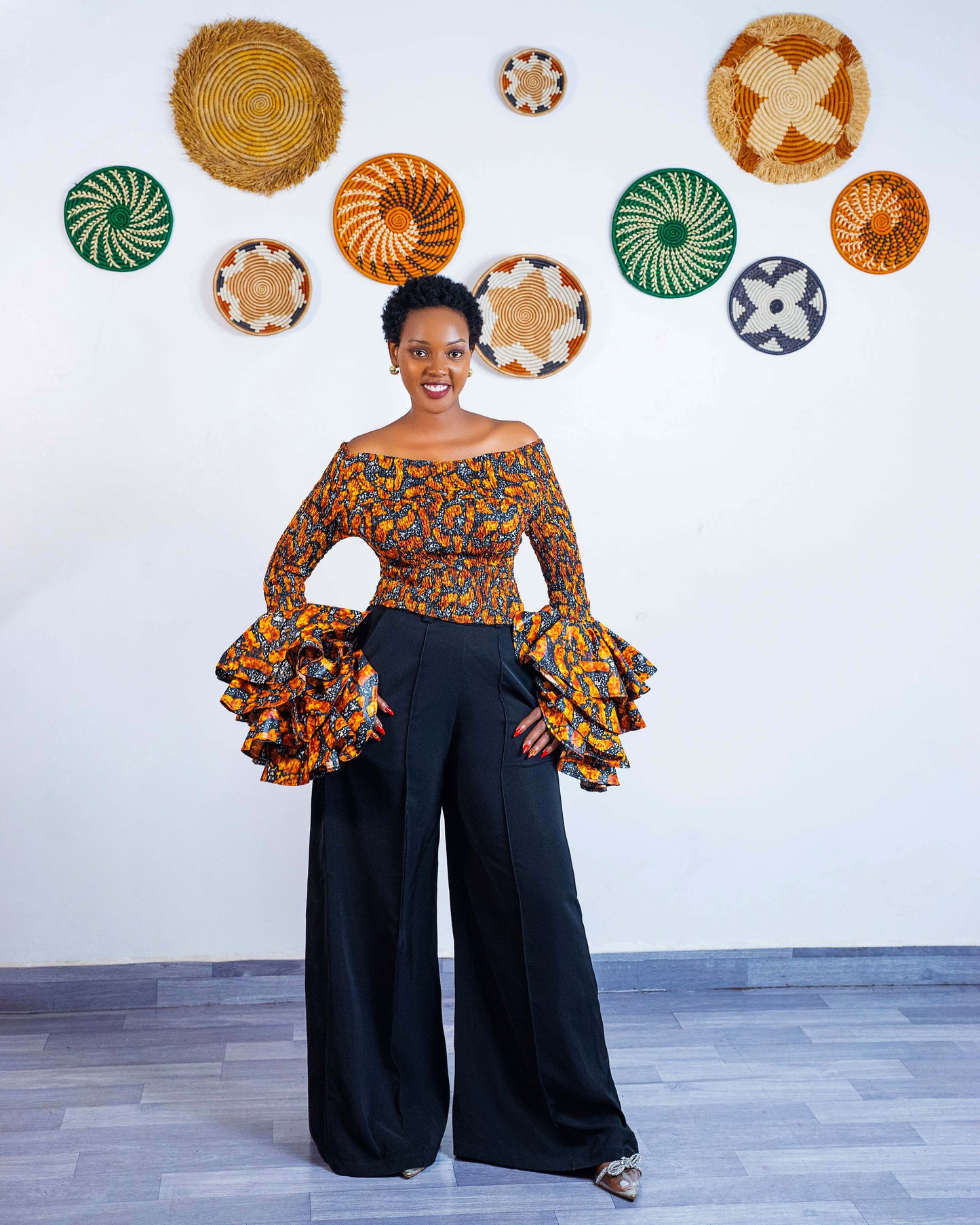 Soso Bell-Sleeve Crop Top - Orange
