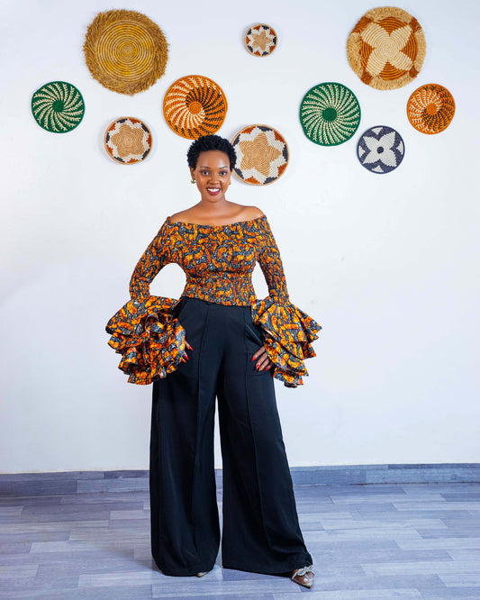 Soso Bell-Sleeve Crop Top - Orange