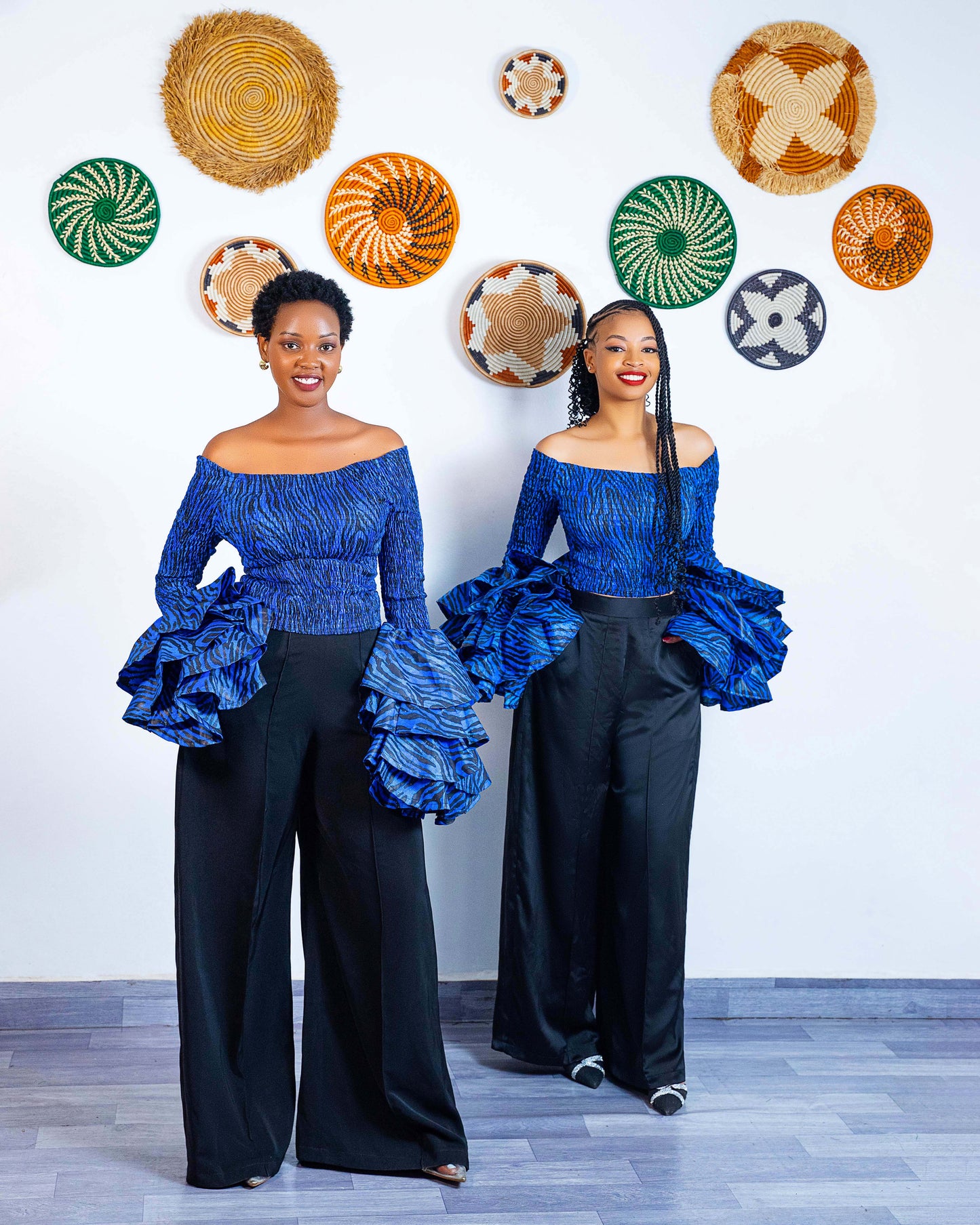 Soso Bell-Sleeve Crop Top - Deep Blue