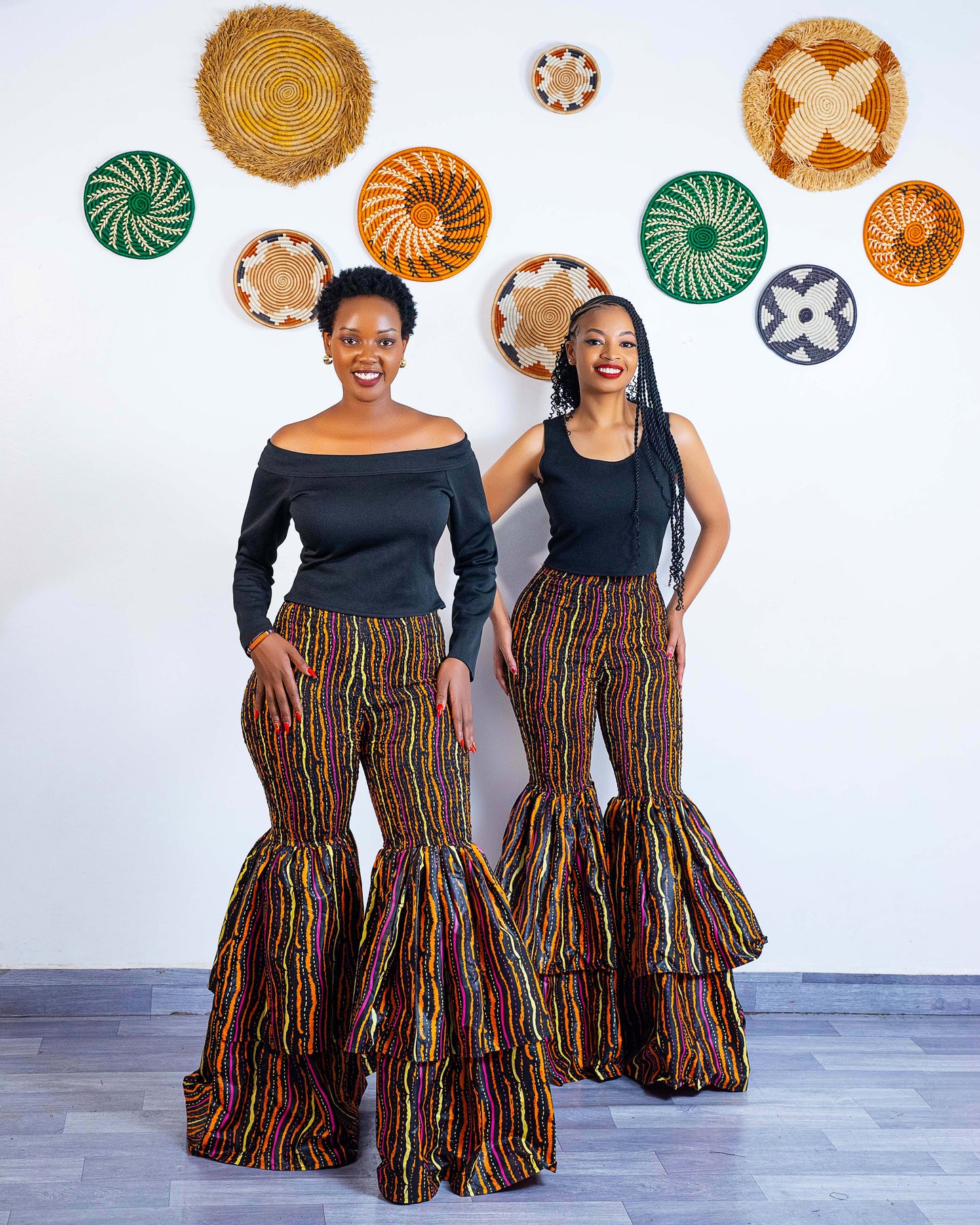 Kimi African Print Bell Bottom Pants  - Brown