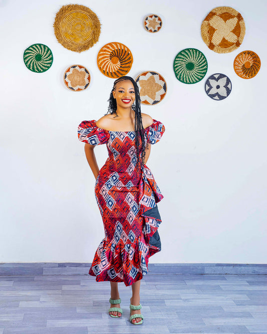 african midi dresses Ayana African Print Midi Dress - African Clothing in USA