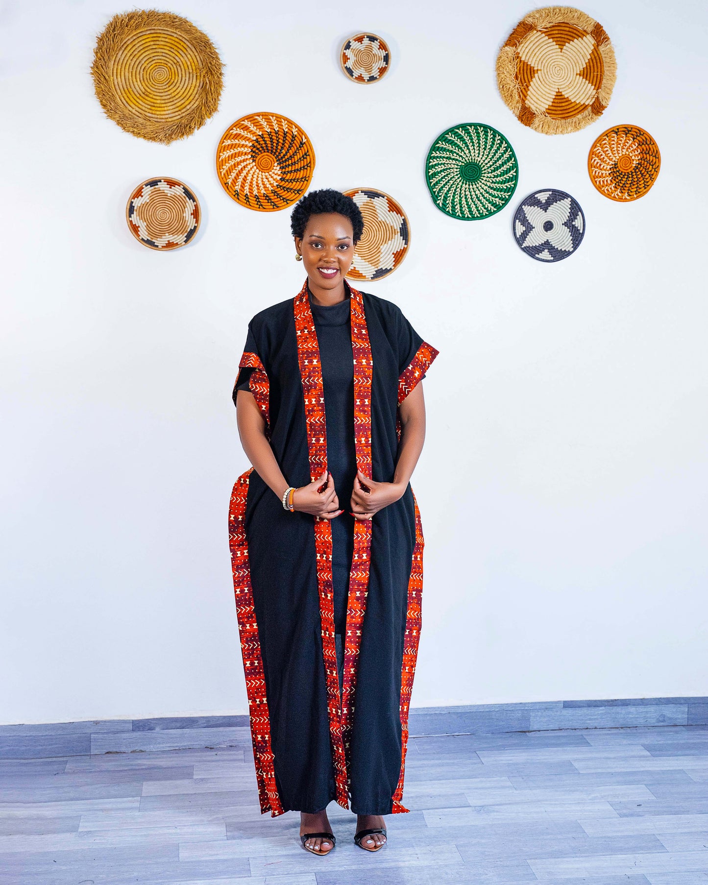 Lola Chiffon Kimono  - Red/Gold