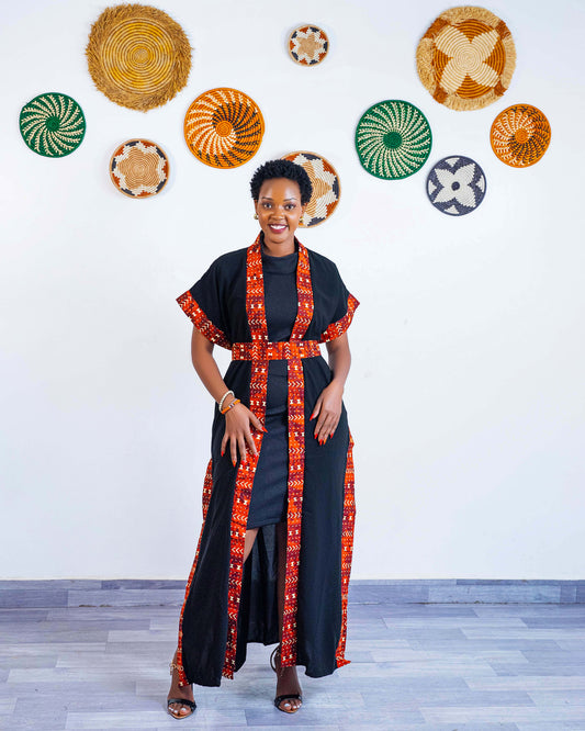 Lola Chiffon Kimono  - Red/Gold