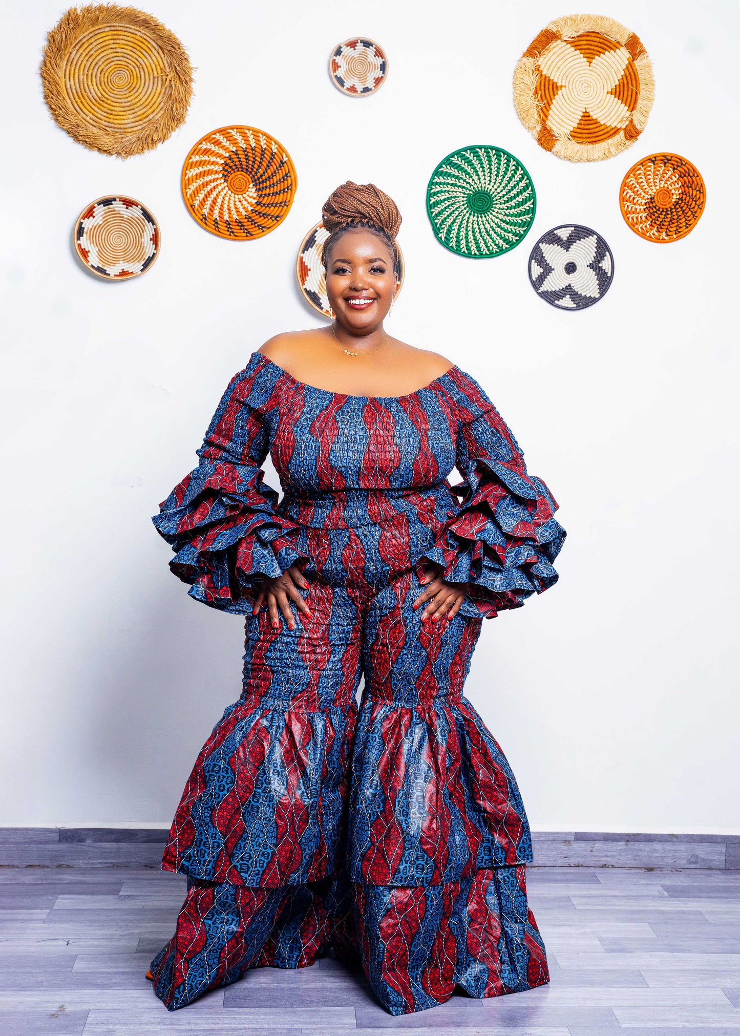 Soso Women's African Print Top with Dramatic Sleeves