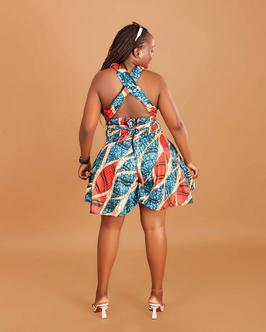 Ndio Women's African Print Infinity Romper