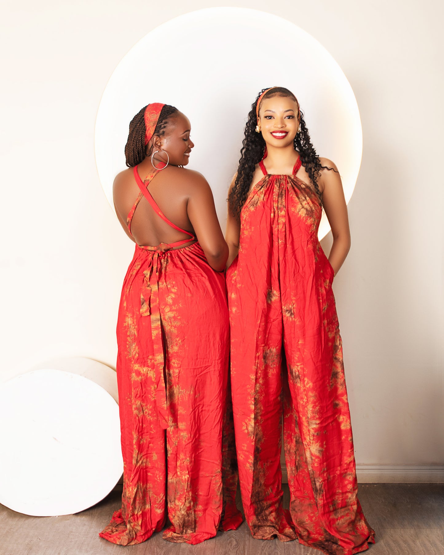 Wema Women's Backless Jumpsuit - Red/Orange