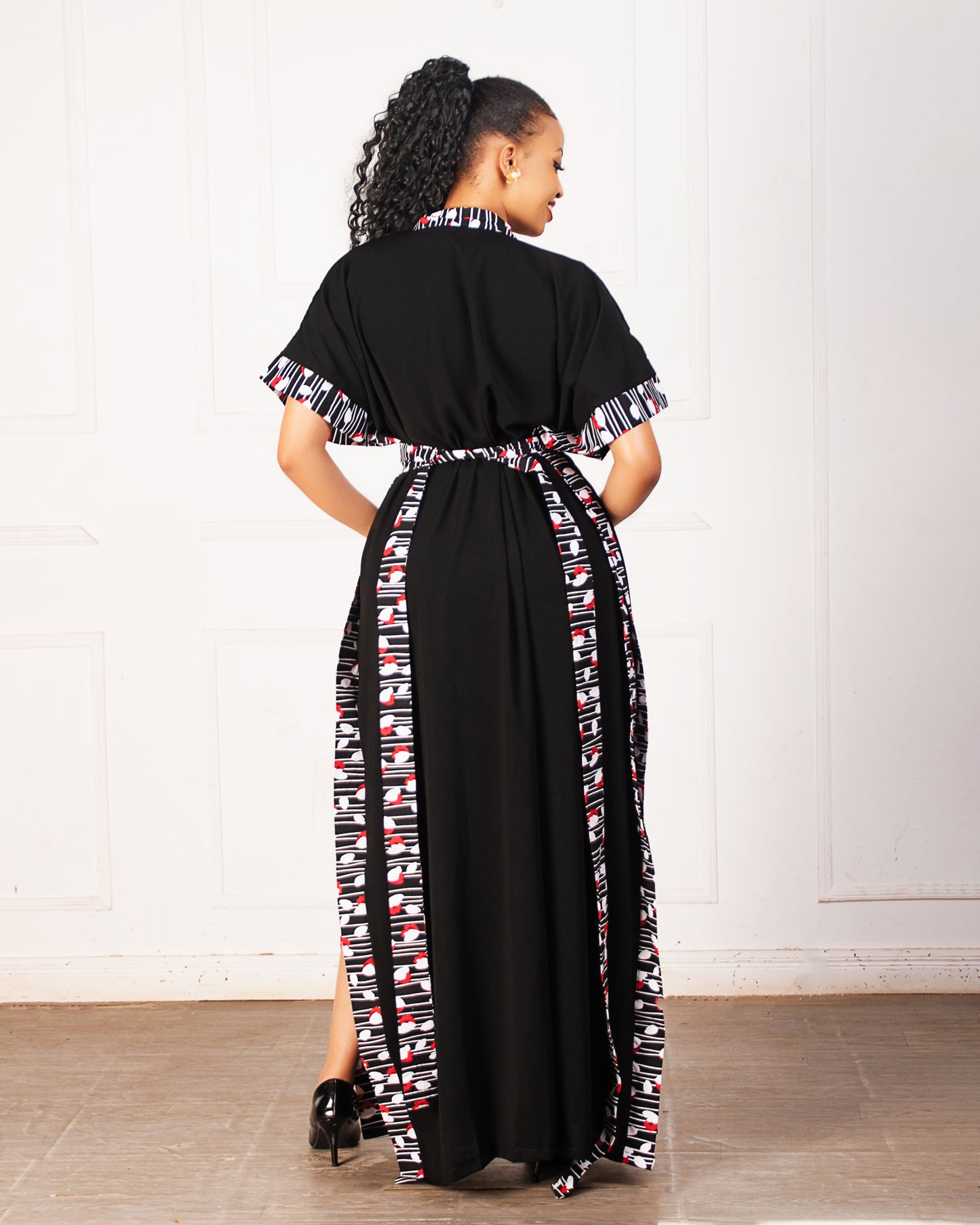 Lola Chiffon Kimono- Red/white