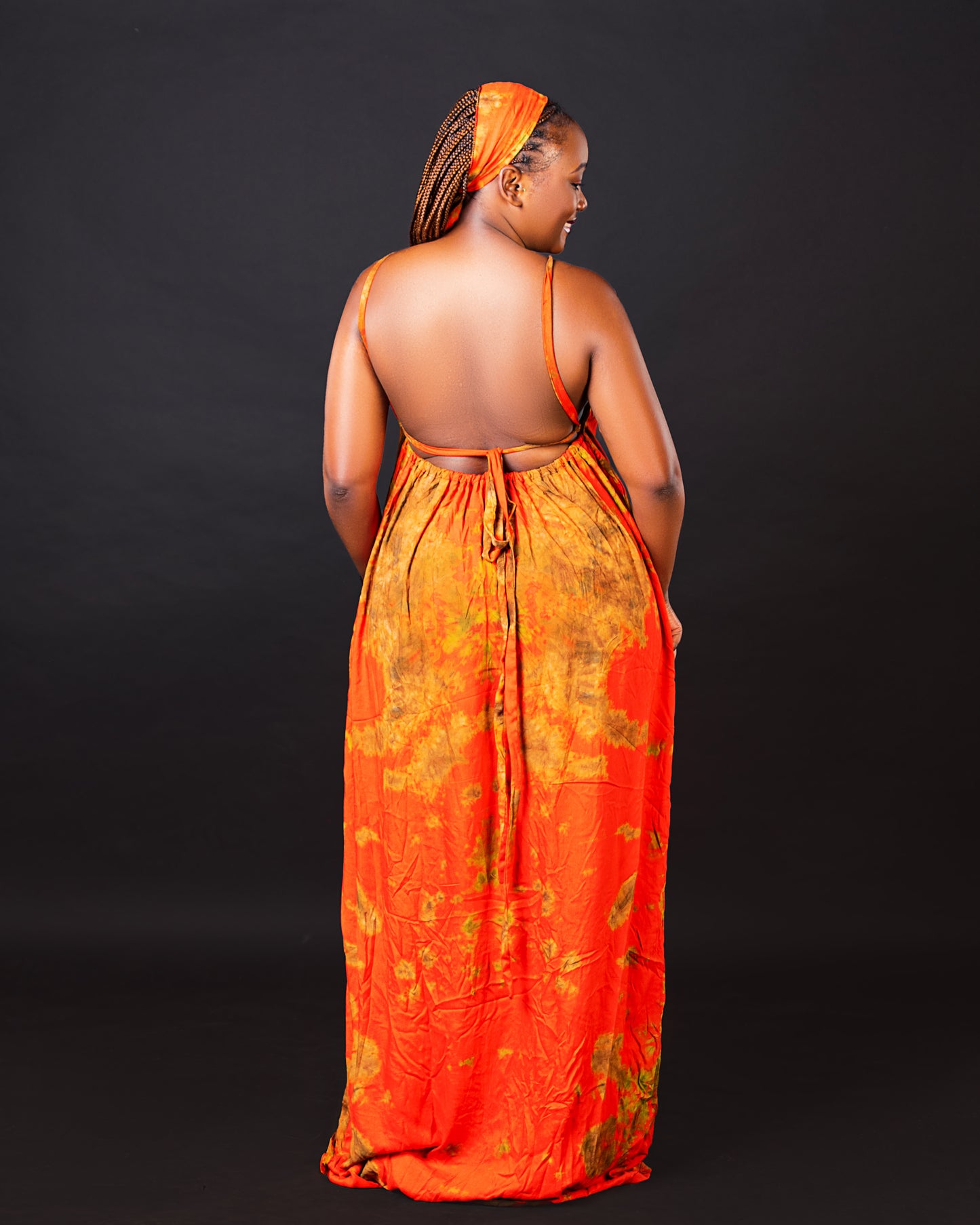 Zia Backless Maxi Dress | with in built boob support and head wrap