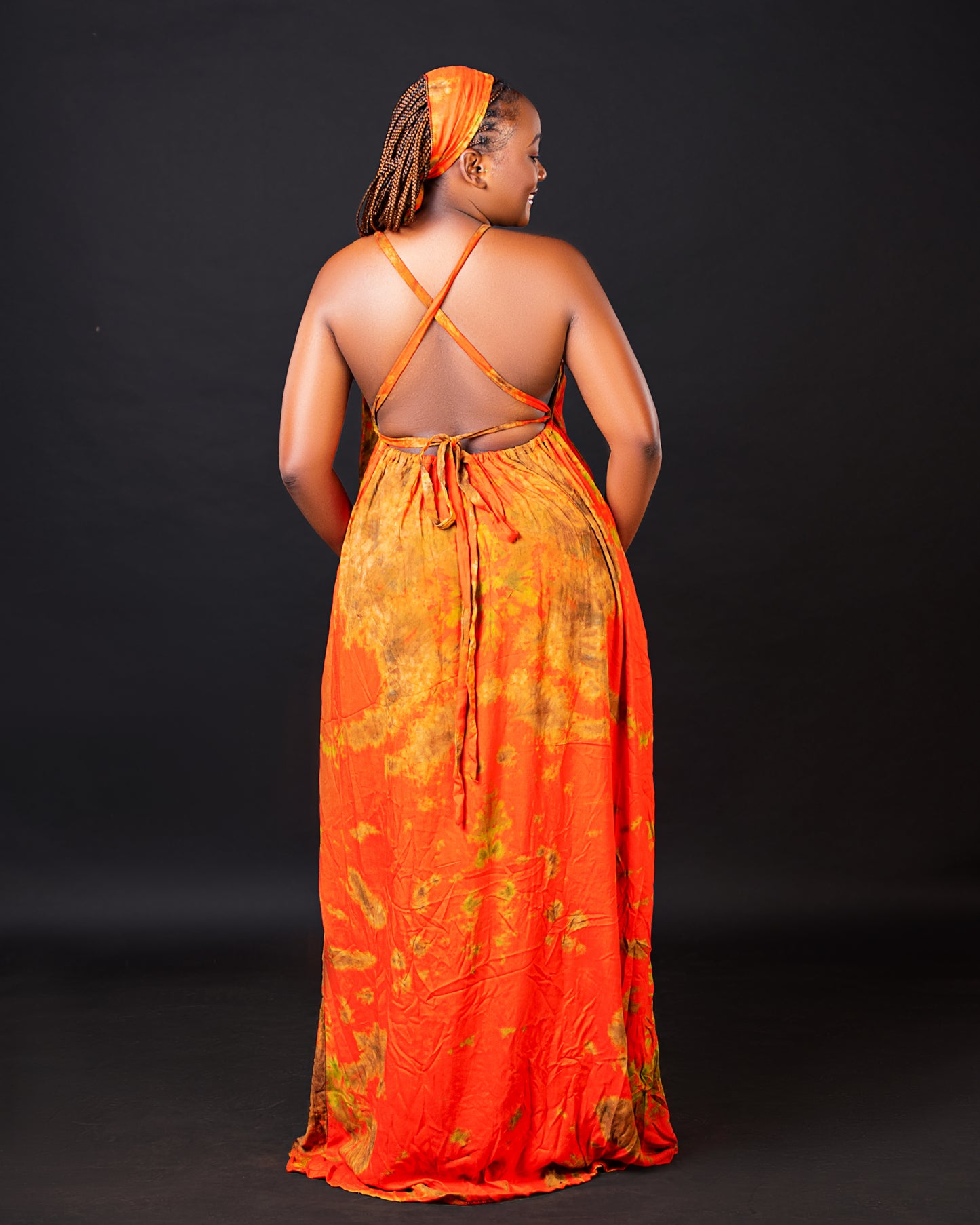 Zia Backless Maxi Dress | with in built boob support and head wrap